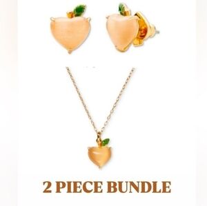 Kate Spade Fruit Salad Peach Stud Earrings & Matching Mini Pendant Necklace.